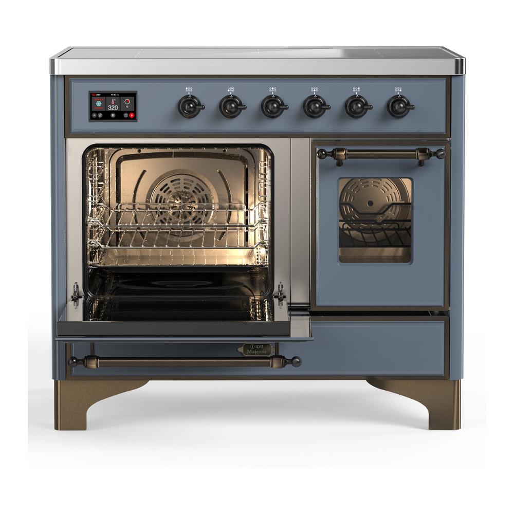 Ilve UMDIB40NR3BGB Ilve Umdib40Nr3Bgb Majestic Iii 40 Inch Induction Range With 6 Elements, 3.82 Cu. Ft. Total Oven Capacity (Triple Glass Door, Blue Grey, Burnished)