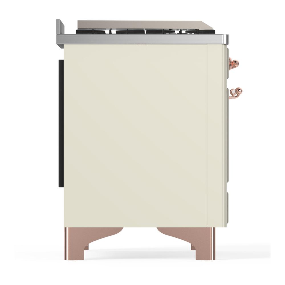 Ilve UM60FNR3AWP Ilve Um60Fnr3Awp Majestic Iii 60 Inch Dual Fuel Range With 9 Burners And Griddle, Dual Function Burner Up To 25,000 Btu (Natural Gas, Triple Glass Door, Antique White, Copper)