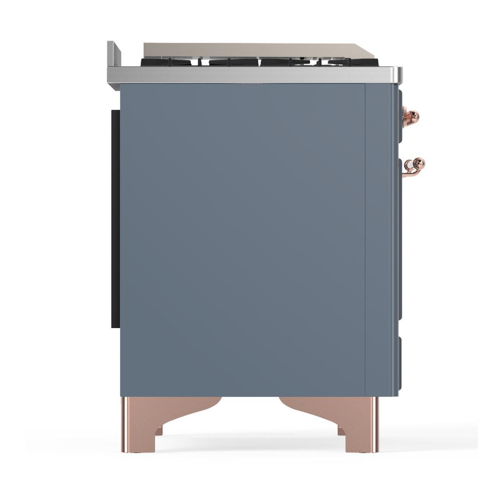 Ilve UM60FSQNR3BGP Ilve Um60Fsqnr3Bgp Majestic Iii 60 Inch Dual Fuel Range With 7 Burners, Griddle And French Top, Dual Function Burner With Up To 25,000 Btu (Natural Gas, Solid Door, Blue Grey, Copper)
