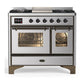 Ilve UMD40FNR3SSBLP Ilve Umd40Fnr3Ssblp Majestic Iii 40 Inch Dual Fuel Range With 6 Burners And Griddle, Dual Function Burner Up To 25,000 Btu (Liquid Propane, Triple Glass Door, Stainless Steel, Burnished)