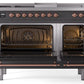 Ilve UP48FSNMPMGPLP Nostalgie Ii 48 Inch Dual Fuel Liquid Propane Freestanding Range In Matte Graphite With Copper Trim