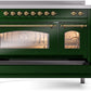 Ilve UPI486NMPEGG Nostalgie Ii 48 Inch Electric Freestanding Range In Emerald Green With Brass Trim