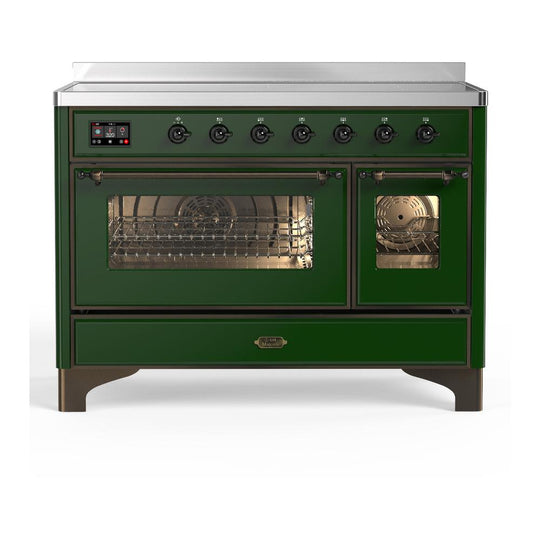 Ilve UMIB48NR3EGB Ilve Umib48Nr3Egb Majestic Iii 48 Inch Induction Range With 6 Elements, 5.02 Cu. Ft. Total Oven Capacity (Triple Glass Door, Emerald Green, Burnished)