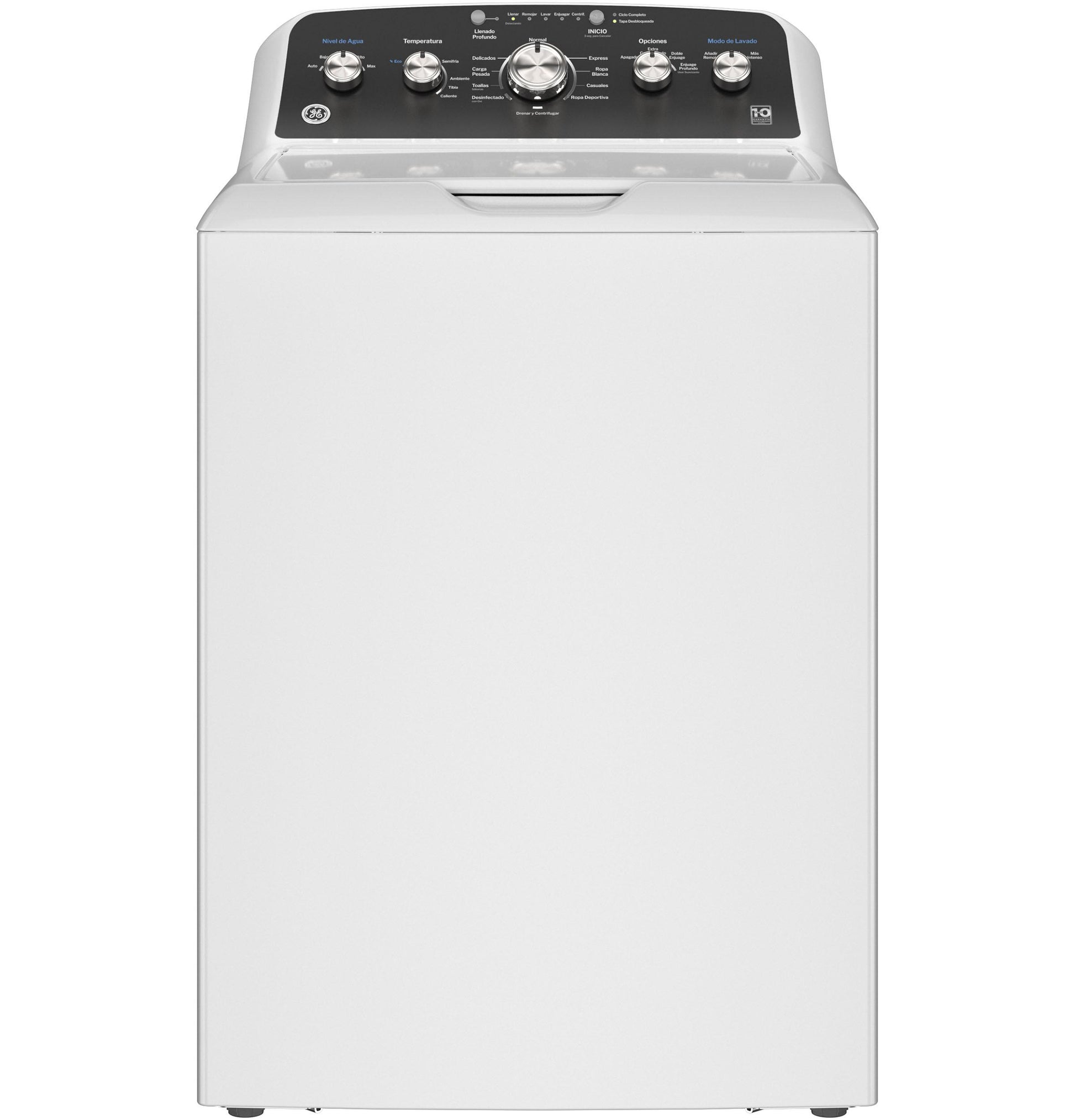 Ge Appliances ETW485ASWWB Ge® 4.5 Cu. Ft. Capacity Washer With Spanish Panel And Wash Modes Soak And Power