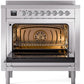 Ilve UPI366NMPSSC Nostalgie Ii 36 Inch Electric Freestanding Range In Stainless Steel With Chrome Trim