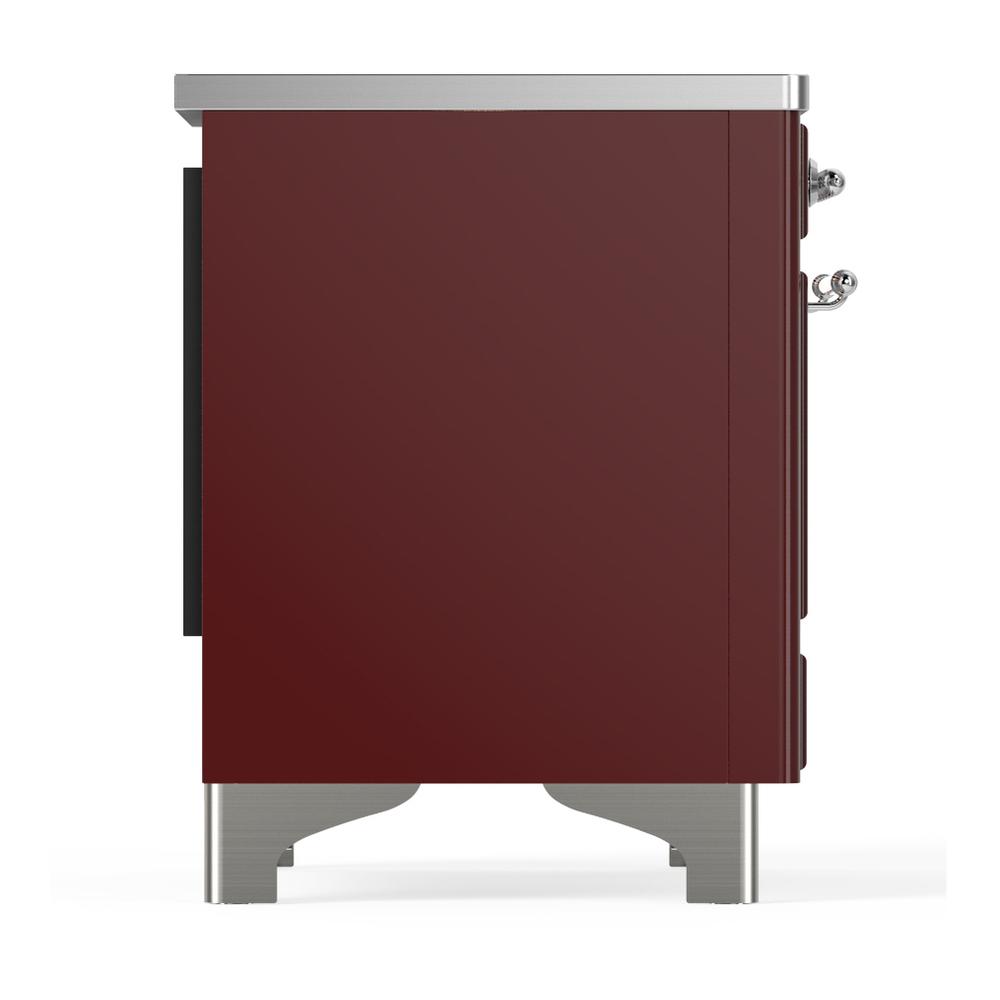 Ilve UMDIB40NR3BUC Ilve Umdib40Nr3Buc Majestic Iii 40 Inch Induction Range With 6 Elements, 3.82 Cu. Ft. Total Oven Capacity (Triple Glass Door, Burgundy, Chrome)