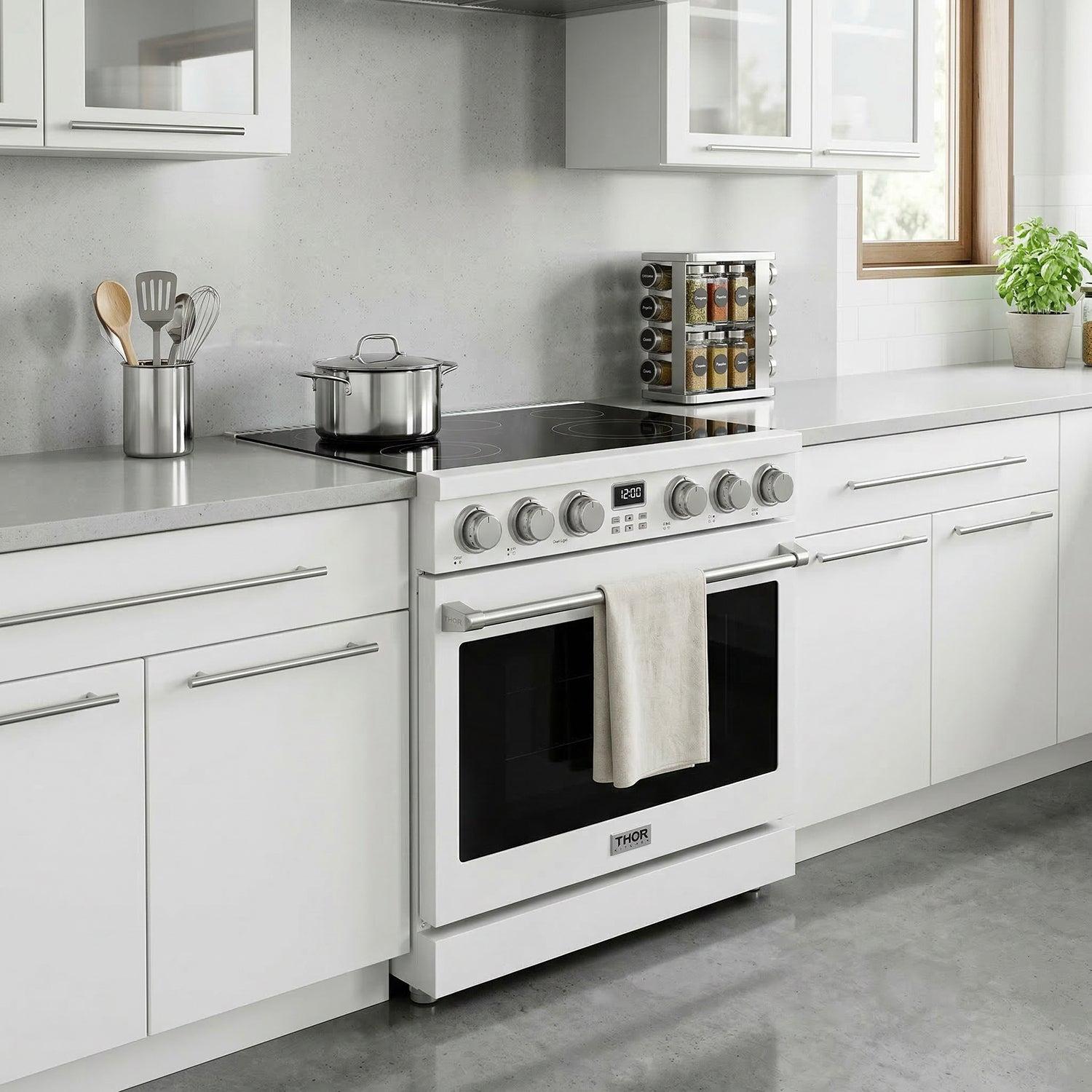 Thor Kitchen ARE36W 36 Inch Electric Range In White - Contemporary Professional