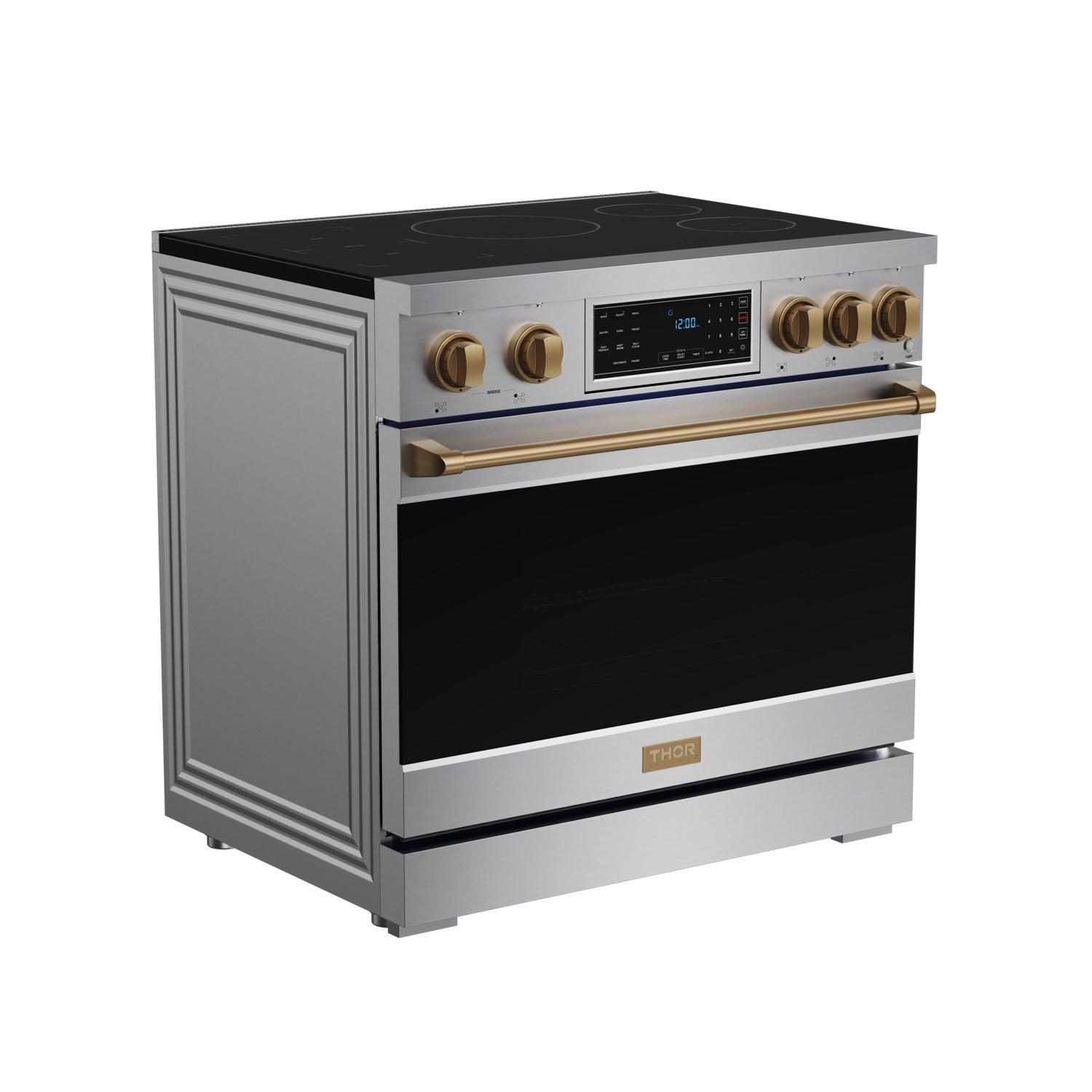 Thor Kitchen RSI36BRZ 36 Inch Professional Induction Range With Tilt Panel Touch Control In Stainless Steel And Bronze Gordon Ramsay Series