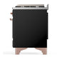 Ilve UM60FQNR3BKP Ilve Um60Fqnr3Bkp Majestic Iii 60 Inch Dual Fuel Range With 9 Burners And Griddle, Dual Function Burner Up To 25,000 Btu (Natural Gas, Solid Door, Glossy Black, Copper)