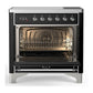 Ilve UMIB36QNR3BKC Ilve Umib36Qnr3Bkc Majestic Iii 36 Inch Induction Range With 6 Elements, 3.5 Cu. Ft. Total Oven Capacity (Solid Door, Glossy Black, Chrome)