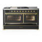 Ilve UM60FSNR3MGG Ilve Um60Fsnr3Mgg Majestic Iii 60 Inch Dual Fuel Range With 7 Burners, Griddle And French Top, Dual Function Burner With Up To 25,000 Btu (Natural Gas, Triple Glass Door, Graphite Matte, Brass)