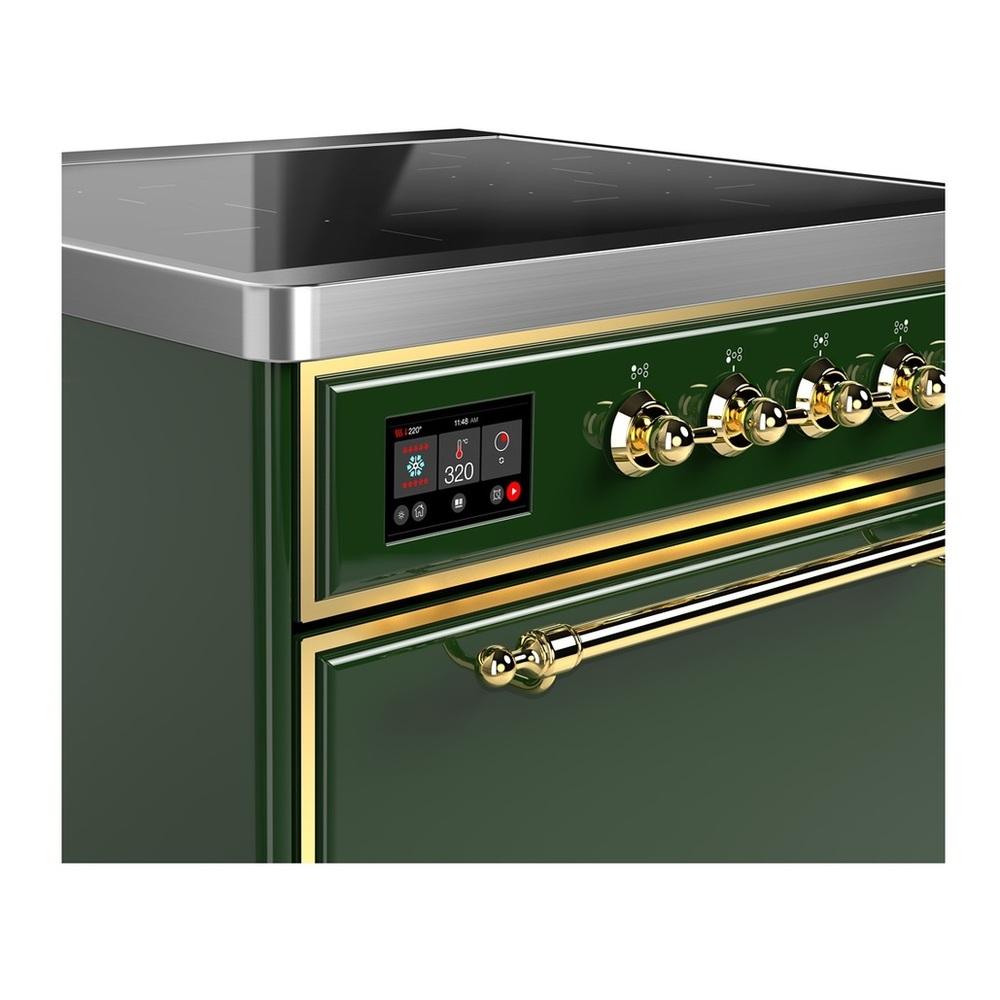 Ilve UMIB30QNR3EGG Ilve Umib30Qnr3Egg Majestic Iii 30 Inch Induction Range With 4 Elements, 4 Cu. Ft. Oven Capacity (Solid Door, Emerald Green, Brass)