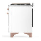 Ilve UM60FNR3WHPLP Ilve Um60Fnr3Whplp Majestic Iii 60 Inch Dual Fuel Range With 9 Burners And Griddle, Dual Function Burner Up To 25,000 Btu (Liquid Propane, Triple Glass Door, White, Copper)