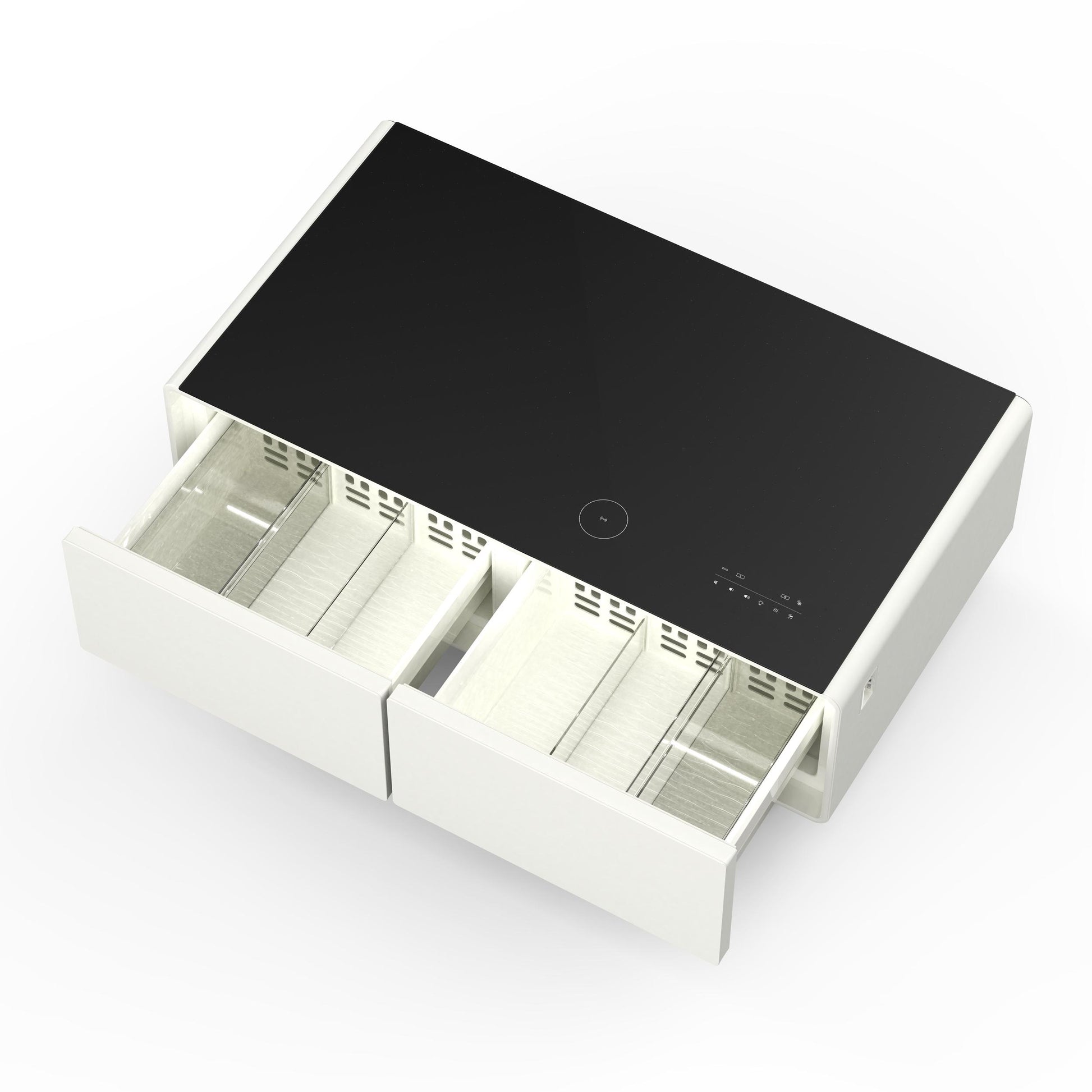 Forno FCTFR700651WHT Forno Evoluto Tavolo 51-Inch White Smart Coffee Table - Dual Refrigerator Drawers, Bluetooth 5.0 Audio, Wireless Charging & Rgb Ambient Light