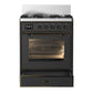 Ilve UM30NR3MGBLP Ilve Um30Nr3Mgblp Majestic Iii 30 Inch Dual Fuel Range With 5 Black Brass Burners, Dual Function Burner Up To 25,000 Btu (Liquid Propane, Triple Glass Door, Graphite Matte, Burnished)