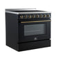 Forno FFSEL601136BLK Forno Paolo 36 Inch Black Freestanding Electric Range, Stainless Steel, 5.44 Cu.Ft, True Convection Oven, Energy Efficient