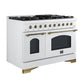 Forno FFSGS611348WHT Forno Antico 48-Inch Dual Fuel Range, White With Antique Brass Finish, 8 Burners, 94,000 Btu, 5.5 Cu.Ft. Double Ovens & Griddle