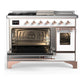 Ilve UM48FSNR3WHP Ilve Um48Fsnr3Whp Majestic Iii 48 Inch Dual Fuel Range With 5 Black Brass Burners, Griddle And French Top, Dual Function Burner Up To 25,000 Btu (Natural Gas, Triple Glass Door, White, Copper)