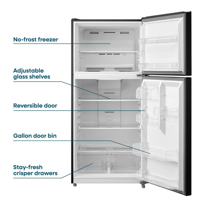 Element Appliance ERT18CSEB Element 18.1 Cu. Ft. Top Freezer Refrigerator - Black, Energy Star