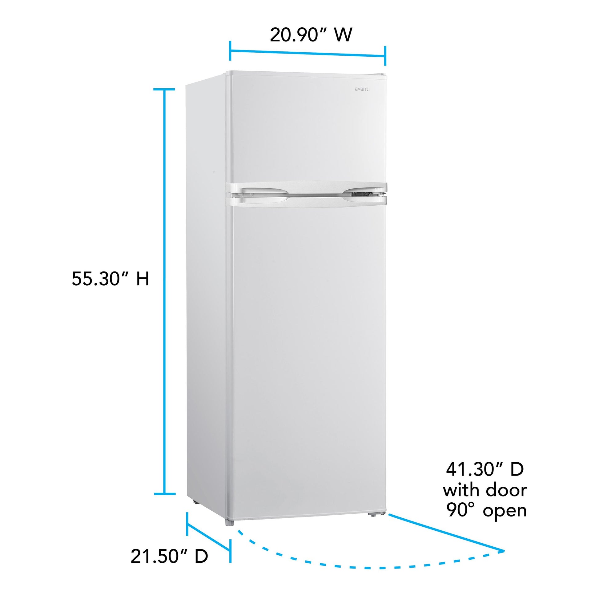 Avanti RA7501BW Avanti 7.5 Cu. Ft. Apartment Size Refrigerator, Top Freezer, Adjustable Glass Shelves, Energy Star®, In White (Ra7501Bw)