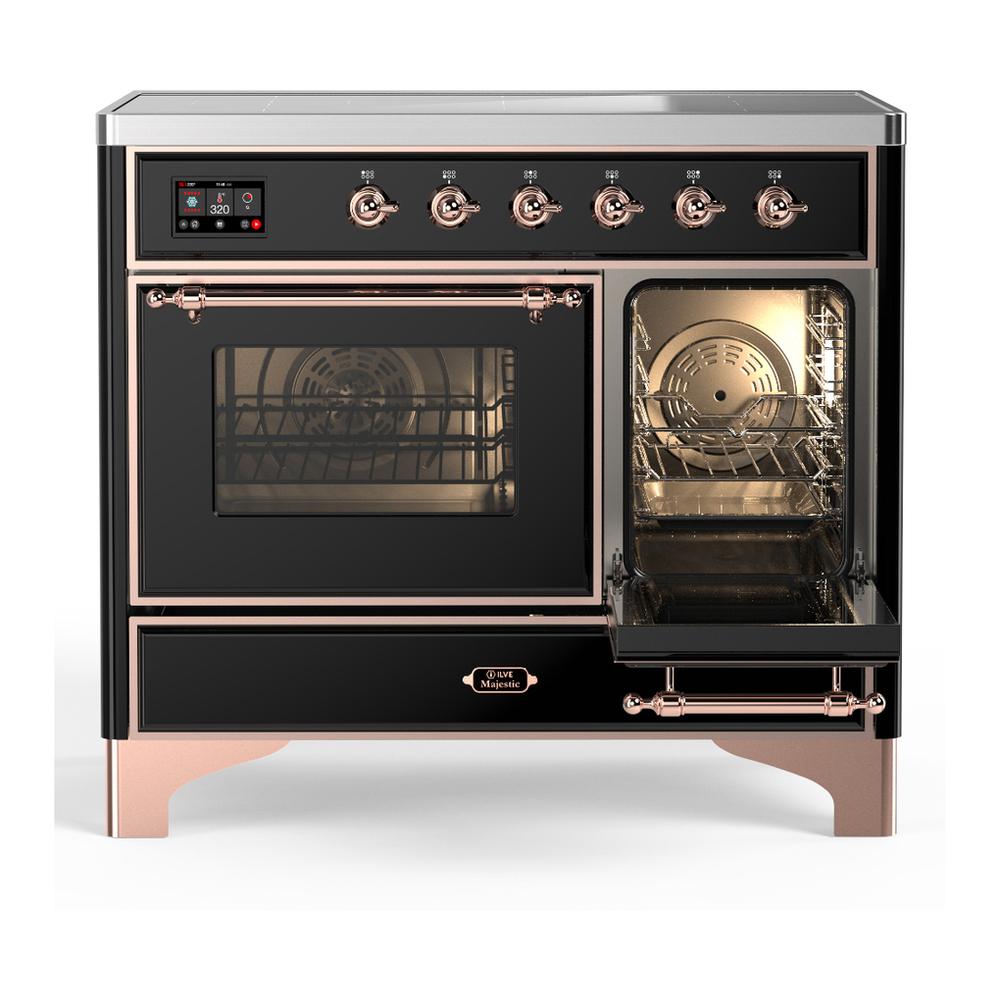 Ilve UMDIB40NR3BKP Ilve Umdib40Nr3Bkp Majestic Iii 40 Inch Induction Range With 6 Elements, 3.82 Cu. Ft. Total Oven Capacity (Triple Glass Door, Glossy Black, Copper)