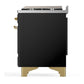 Ilve UM60FQNR3BKGLP Ilve Um60Fqnr3Bkglp Majestic Iii 60 Inch Dual Fuel Range With 9 Burners And Griddle, Dual Function Burner Up To 25,000 Btu (Liquid Propane, Solid Door, Glossy Black, Brass)