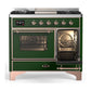 Ilve UMD40FNR3EGPLP Ilve Umd40Fnr3Egplp Majestic Iii 40 Inch Dual Fuel Range With 6 Burners And Griddle, Dual Function Burner Up To 25,000 Btu (Liquid Propane, Triple Glass Door, Emerald Green, Copper)