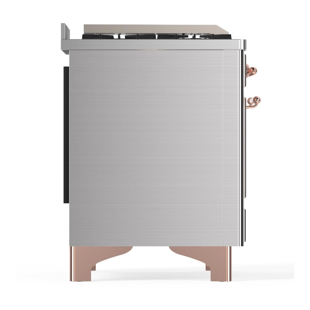 Ilve UMD40FQNR3SSPLP Ilve Umd40Fqnr3Ssplp Majestic Iii 40 Inch Dual Fuel Range With 6 Burners And Griddle, Dual Function Burner Up To 25,000 Btu (Liquid Propane, Solid Door, Stainless Steel, Copper)