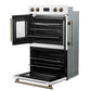 Forno FBOEL134030WHT Forno Asti 30-Inch Double Electric Wall Oven With Upper French Doors In White & Antique Brass, 7.36 Cu. Ft. Dual True Convection, 7,200W, Air Fry, Sous Vide, Self-Clean