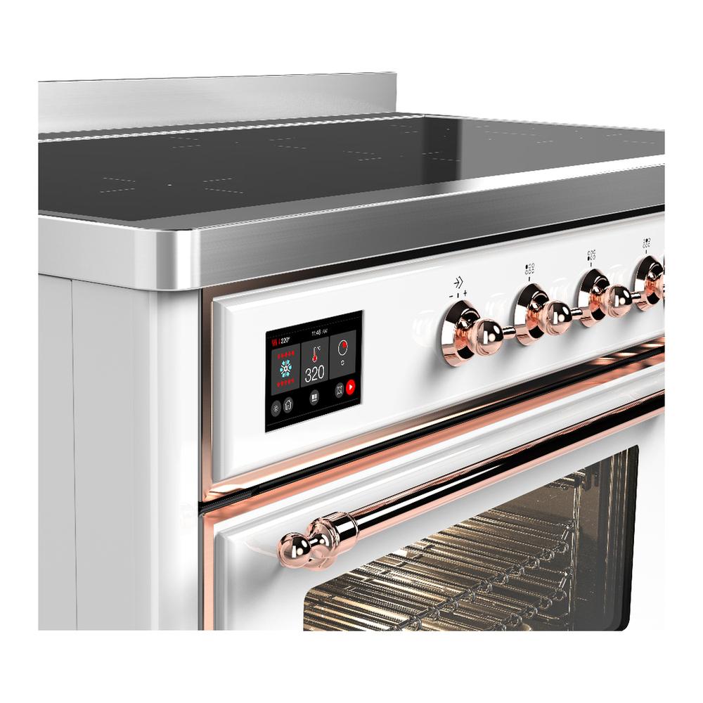 Ilve UMIB48NR3WHP Ilve Umib48Nr3Whp Majestic Iii 48 Inch Induction Range With 6 Elements, 5.02 Cu. Ft. Total Oven Capacity (Triple Glass Door, White, Copper)
