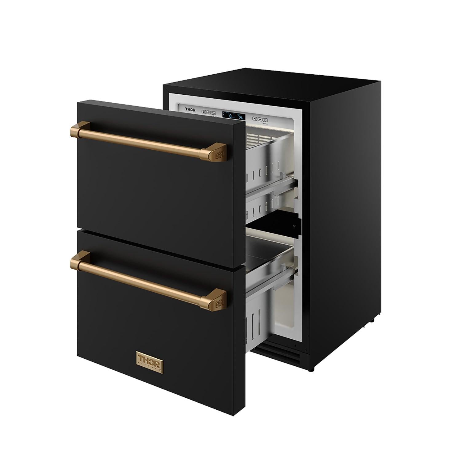 Thor Kitchen RF24UBBRZ 24 Inch Undercounter Built-In Or Freestanding Drawer Refrigerator - Black/Bronze Gordon Ramsay Series
