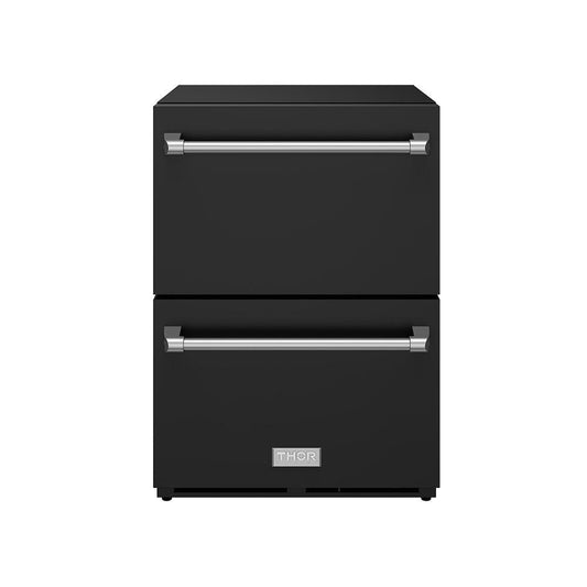 Thor Kitchen RF24UBSS 24 Inch Undercounter Built-In Or Freestanding Drawer Refrigerator - Black/Stainless Steel Gordon Ramsay Series