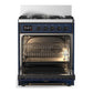 Ilve UM30QNR3MBB Ilve Um30Qnr3Mbb Majestic Iii 30 Inch Dual Fuel Range With 5 Black Brass Burners, Dual Function Burner Up To 25,000 Btu (Natural Gas, Solid Door, Midnight Blue, Burnished)