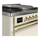 Ilve UM36FQNR3AWG Ilve Um36Fqnr3Awg Majestic Iii 36 Inch Dual Fuel Range With 6 Black Brass Burners And Griddle, Dual Function Burner Up To 25,000 Btu (Solid Door, Antique White, Brass, Natural Gas)