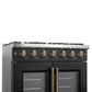 Forno FFSGS644436BLK Forno Galiano 36-Inch French Door Gas Range Black And Antique Brass Design, 6 Sealed Burners 83,000 Btu, 5.36 Cu.Ft. Convection Oven