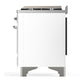Ilve UM36FNR3WHC Ilve Um36Fnr3Whc Majestic Iii 36 Inch Dual Fuel Range With 6 Black Brass Burners And Griddle, Dual Function Burner Up To 25,000 Btu (Triple Glass Door, White, Chrome, Natural Gas)