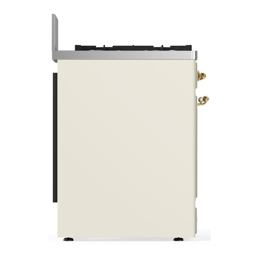 Ilve UM30NR3AWGLP Ilve Um30Nr3Awglp Majestic Iii 30 Inch Dual Fuel Range With 5 Black Brass Burners, Dual Function Burner Up To 25,000 Btu (Liquid Propane, Triple Glass Door, Antique White, Brass)