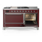 Ilve UM60FSQNR3BUC Ilve Um60Fsqnr3Buc Majestic Iii 60 Inch Dual Fuel Range With 7 Burners, Griddle And French Top, Dual Function Burner With Up To 25,000 Btu (Natural Gas, Solid Door, Burgundy, Chrome)