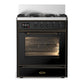 Ilve UM30NR3BKB Ilve Um30Nr3Bkb Majestic Iii 30 Inch Dual Fuel Range With 5 Black Brass Burners, Dual Function Burner Up To 25,000 Btu (Natural Gas, Triple Glass Door, Glossy Black, Burnished)