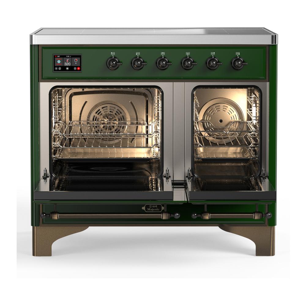 Ilve UMDIB40QNR3EGB Ilve Umdib40Qnr3Egb Majestic Iii 40 Inch Induction Range With 6 Elements, 3.82 Cu. Ft. Total Oven Capacity (Solid Door, Emerald Green, Burnished)