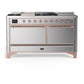 Ilve UM60FSQNR3SSPLP Ilve Um60Fsqnr3Ssplp Majestic Iii 60 Inch Dual Fuel Range With 7 Burners, Griddle And French Top, Dual Function Burner With Up To 25,000 Btu (Liquid Propane, Solid Door, Stainless Steel, Copper)