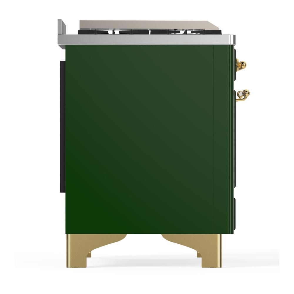 Ilve UM60FNR3EGGLP Ilve Um60Fnr3Egglp Majestic Iii 60 Inch Dual Fuel Range With 9 Burners And Griddle, Dual Function Burner Up To 25,000 Btu (Liquid Propane, Triple Glass Door, Emerald Green, Brass)