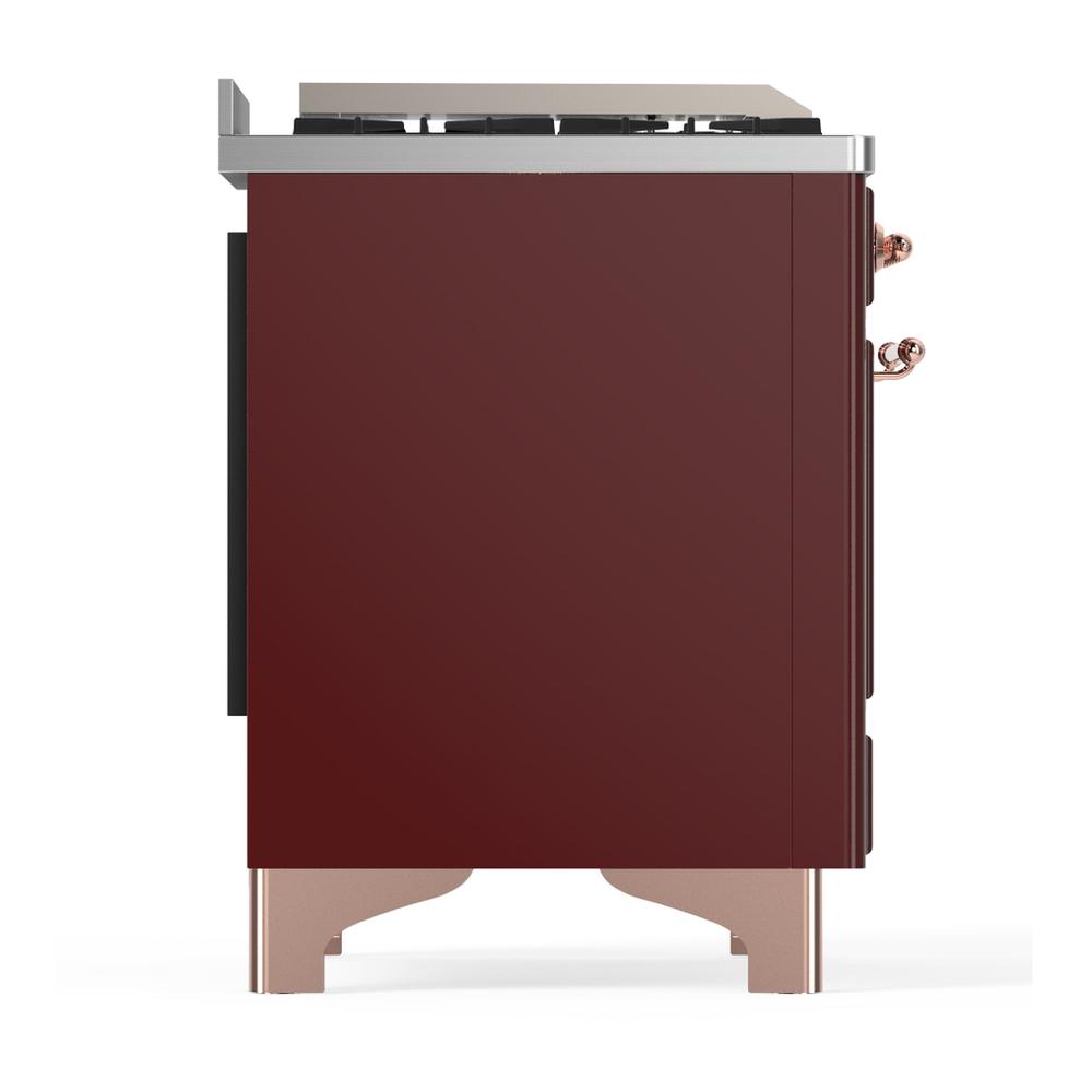 Ilve UM36FQNR3BUPLP Ilve Um36Fqnr3Buplp Majestic Iii 36 Inch Dual Fuel Range With 6 Black Brass Burners And Griddle, Dual Function Burner Up To 25,000 Btu (Solid Door, Burgundy, Copper, Liquid Propane)