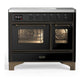Ilve UMDIB40NR3BKB Ilve Umdib40Nr3Bkb Majestic Iii 40 Inch Induction Range With 6 Elements, 3.82 Cu. Ft. Total Oven Capacity (Triple Glass Door, Glossy Black, Burnished)