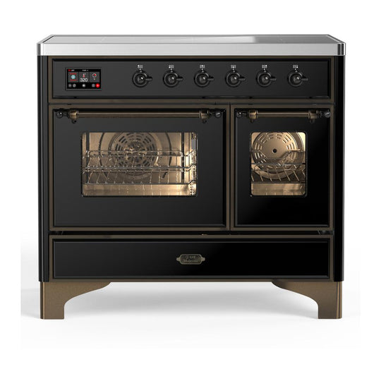Ilve UMDIB40NR3BKB Ilve Umdib40Nr3Bkb Majestic Iii 40 Inch Induction Range With 6 Elements, 3.82 Cu. Ft. Total Oven Capacity (Triple Glass Door, Glossy Black, Burnished)