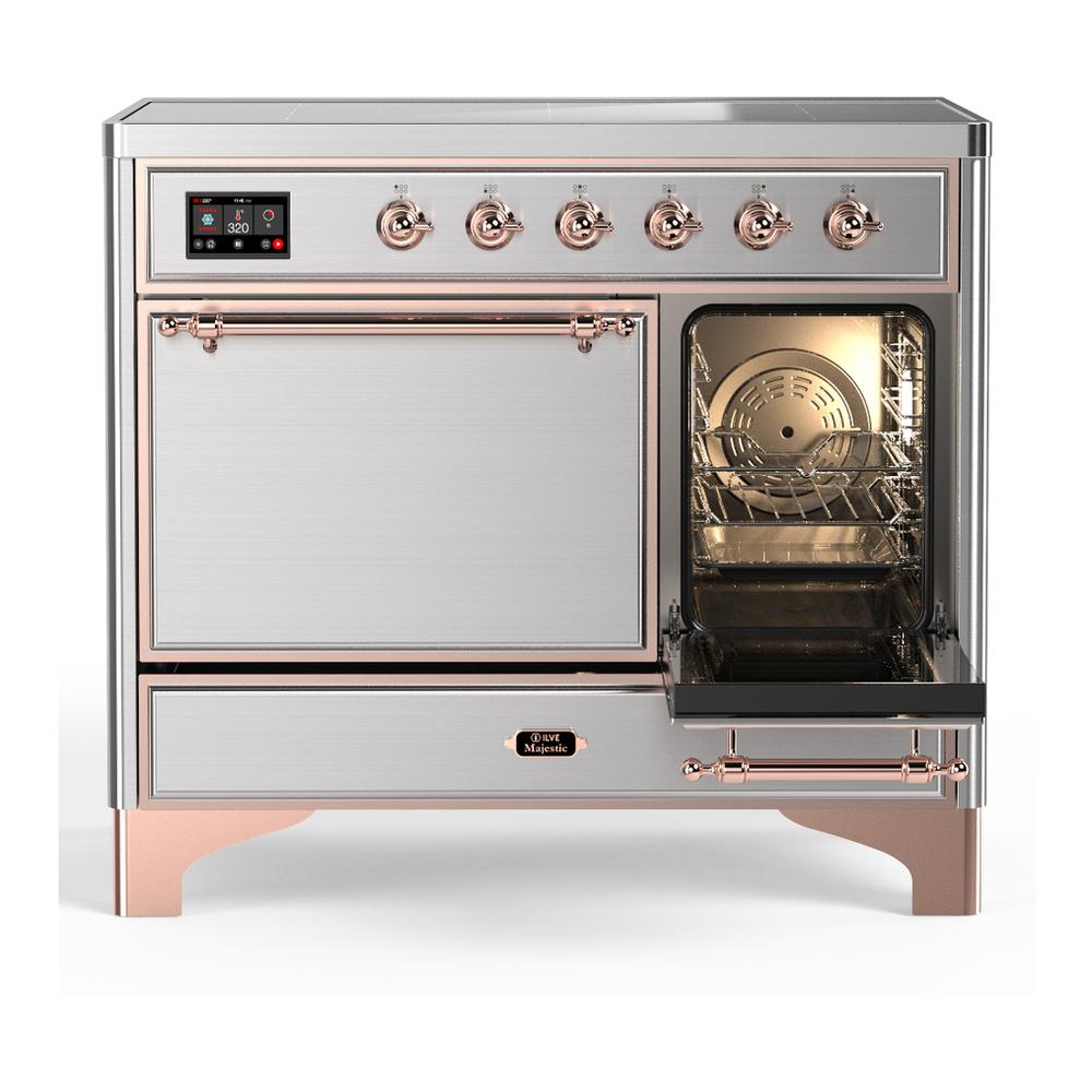 Ilve UMDIB40QNR3SSP Ilve Umdib40Qnr3Ssp Majestic Iii 40 Inch Induction Range With 6 Elements, 3.82 Cu. Ft. Total Oven Capacity (Solid Door, Stainless Steel, Copper)