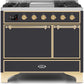 Ilve UMD10FDQNS3MGG Majestic Ii 40 Inch Dual Fuel Natural Gas Freestanding Range In Matte Graphite With Brass Trim
