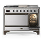 Ilve UM48FSQNR3SSB Ilve Um48Fsqnr3Ssb Majestic Iii 48 Inch Dual Fuel Range With 5 Black Brass Burners, Griddle And French Top, Dual Function Burner Up To 25,000 Btu (Natural Gas, Solid Door, Stainless Steel, Burnished)