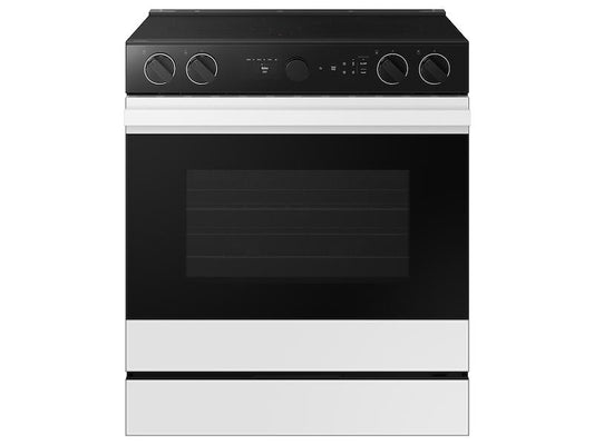 Samsung NSE6DB870012 Bespoke 6.3 Cu. Ft. Smart Slide-In Electric Range With Smart Oven Camera & Illuminated Precision Knobs In White Glass