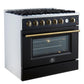 Forno FFSGS627736BLK Marco 36-Inch Gas Range Black & Antique Brass Design, 6 Burners 67,000 Btu, 5.36 Cu.Ft. Convection Oven